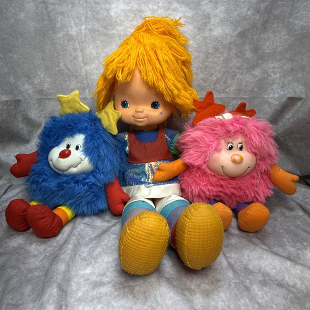 Rainbow Brite 1983 Doll 18in w 12" Dee Lite Sprite & 12" Champ Sprite Lot Of 3